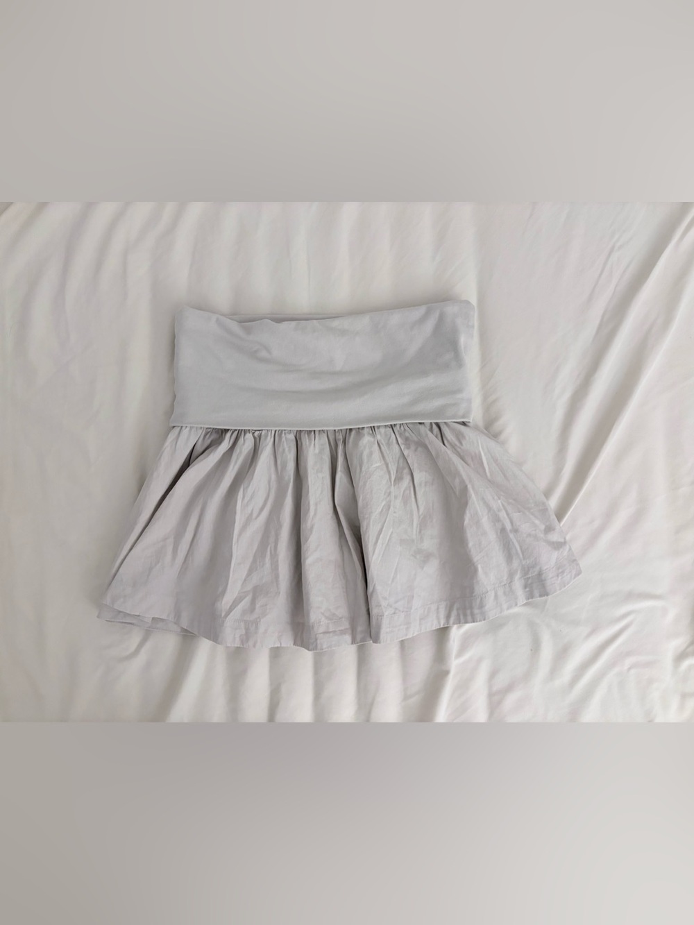 Free People Light Gray Fold-Over Pleated Mini Skirt